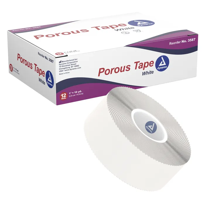 Tape Medical Tape Standard Porous White 1 Inch X 10 Yard Cloth NonSterile (12/BX 12BX/CS) by Dynarex Corporation  ID 3587